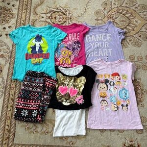5 kids shirts bundle with leggings with Fun designs